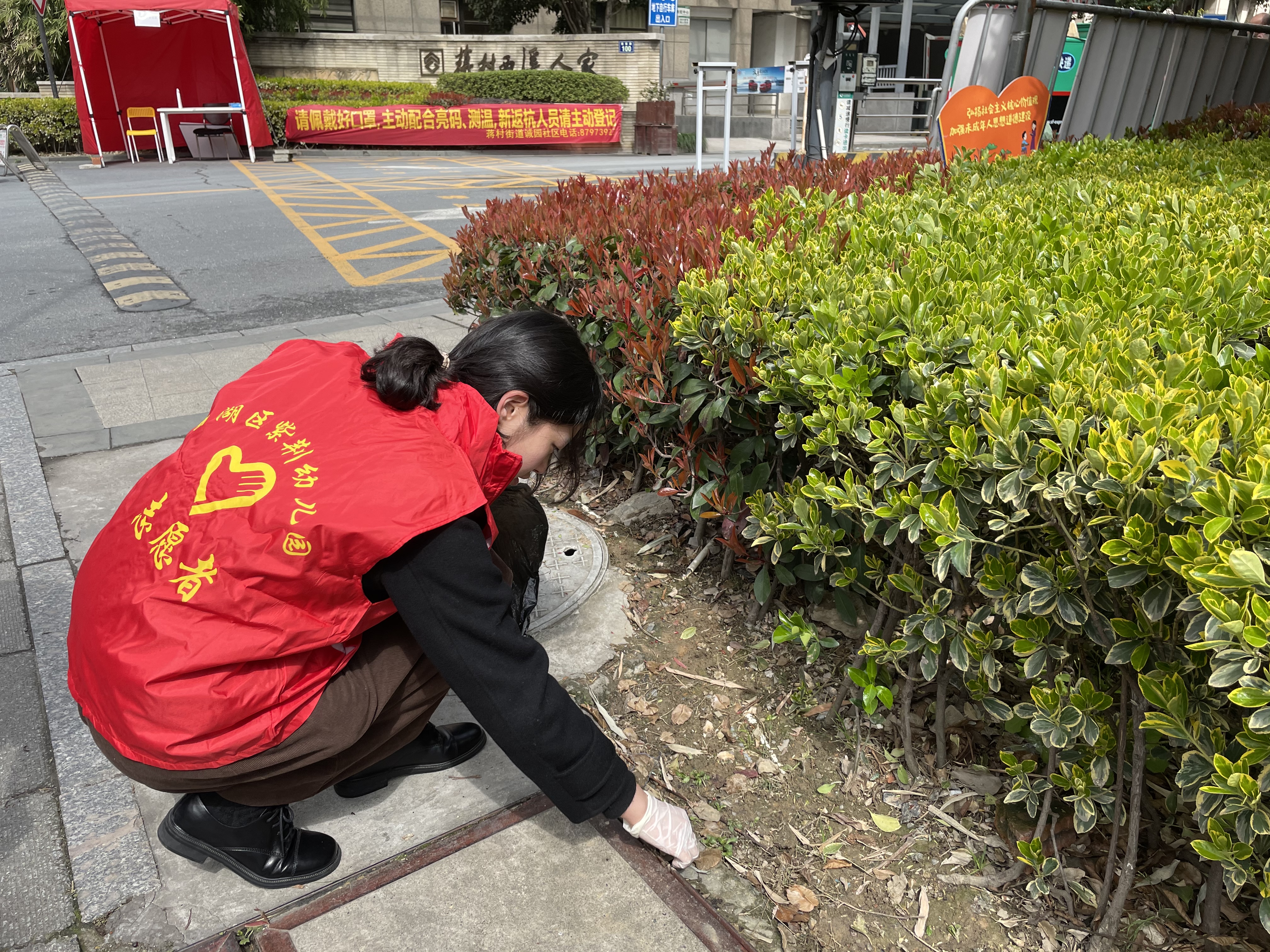 团员教师捡垃圾清洁街道2.JPG